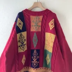 BENETTON ベネトン イタリア製 マルチカラー ニット 派手 一点物