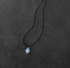 [No.38] ブラックスピネルとあこや真珠のネックレス ハンドメイド
