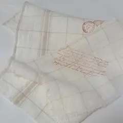 45×52cm 格子キッチンクロス オフ白×ベージュライン リネンクロス