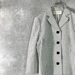 CARVEN　カジュアルジャケット　七分袖　薄手　ホワイト　千鳥格子　ショート丈のサムネイル