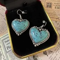 ヴィンテージ デザイン　アクセサリー　ピアス　シルバー　ターコイズ　レトロ