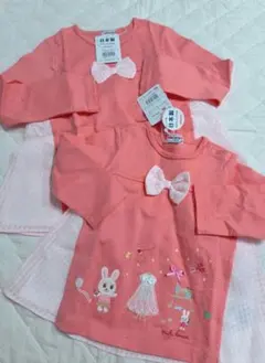 【新品】ミキハウス うさこ 長袖カットソー　りぼん ロンティー　２枚　日本製