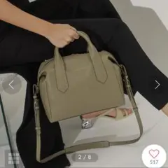 オリーブグリーン ショルダーバッグ ハンドル付き