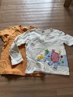 完売 可愛い 110 ミキハウス 動物　刺繍　ロゴ　Tシャツ　長袖　カットソー