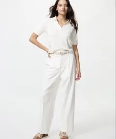 UNIQLO タックワイドパンツ XSサイズ　ホワイト