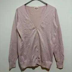 ハッシュアッシュ　Vネック　薄手　カーディガン　M コットン　オフィスカジュアル