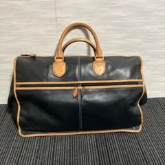 D439 TRUSSARDI ボストンバッグ レザー シボ革 黒 イタリア製 - メルカリ