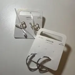 Lattice ハート型＆フープピアスセット