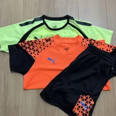 PUMA 140cm 3点セット/サッカーウェア ネオンイエロー/オレンジ
