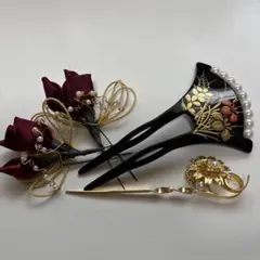黒色かんざしセット パールなど色々
