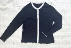 【NOLLEY'S sophi】パール バイカラーカーディガン ネイビー 36