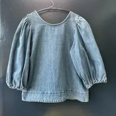 ZARA コレクションデニム　ブラウス　パフスリーブ ZARA - ZARA コレクションデニム ブラウス パフスリーブの通販 by もも