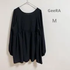 GeeRA黒 前後2waリボンペプラムチュニックＭ
