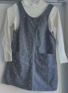 ✨美品✨H&M デニム素材グレー 花柄 ジャンバースカート