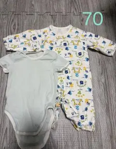 70サイズ 動物プリント　肌着　ロンパースセット
