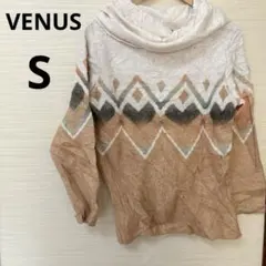VENUS（S）アーガイル柄 ニットセーター カウルネック 小顔効果