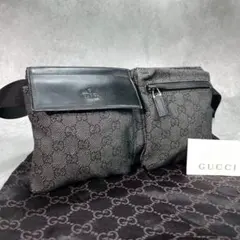 GUCCI グッチ ウエストバッグ 131236 GG柄 ブラック 完全本物希少 