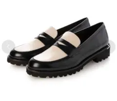 FABIO RUSCONI ローファー 黒/ベージュ　24.5