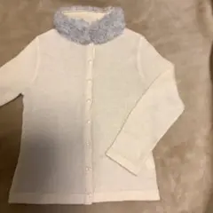 peyton place ファー付きアルパカ混カーディガン　アイボリー