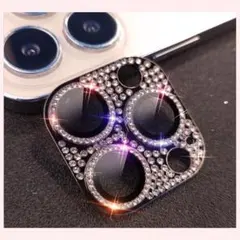 ❤︎キラキラ❤︎ iPhone15 カメラカバー レンズカバー ブラック