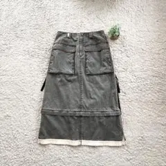【i+mu sensounico】切替デザイン デニム ロングスカート ポケット