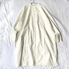 【ボマール】シャツワンピース バンドカラー フルボタン ラウンドヘム F