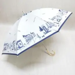 DAKS ダックス 捺染プリント単色街並み柄 晴雨兼用 長傘 日傘 オフホワイトのサムネイル