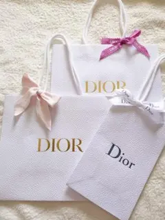 【美品】Dior リボン付き ショップ袋 手提げ袋 ショッパー 3点セット