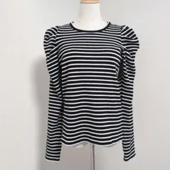 a.v.v ボーダー パフスリーブ カットソー L 白黒