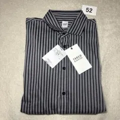 52 新品　タグ付　タケオキクチ　長袖シャツ　グレー　ストライプ　02 M