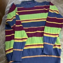お値下げ　コットン100% ストライプ長袖セーター　サイズM