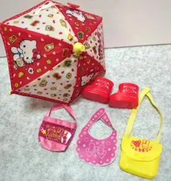 【メルちゃん】HELLO KITTY 折りたたみ傘とブーツセット　おまけ付き