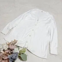 【ユニクロ】UNIQLO UVカット Vネックロングカーディガン ホワイト M