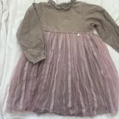 コーデュロイ・チュールワンピース 120cm