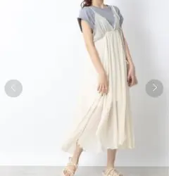 Heather ウェイビープリーツキャミワンピース　白