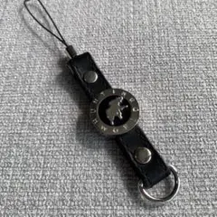 HUNTING WORLDレザー製ストラップ黒 ロゴ付き