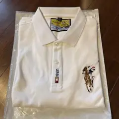 ホワイト ポロシャツ 馬の刺繍付き