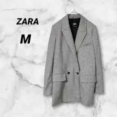 ZARA ザラ【M/日本L相当】ギンガムチェック柄 ダブルブレスト ジャケット