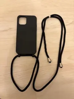 ブラックショルダースマホストラップケースiPhone12Pro対応