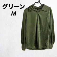 グリーン ハーフジップ ハイネック 【M】ジャージ 上着 スポーツ メンズ