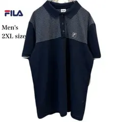 FILA フィラ 半袖 ポロシャツ メンズ 2XL ネイビー 刺繍ロゴのサムネイル
