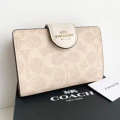 COACH 折り財布 ミディアム コーナー ジップ ウォレット ベージュ 新品