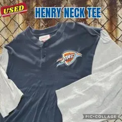 ★NBA ラグラン七分袖ヘンリーネックTシャツ ビッグサイズ 2XL