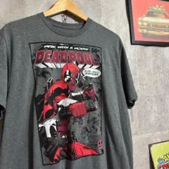 MARVEL マーベル Tシャツ L グレー デッドプール コミック キャラT