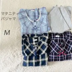 マタニティパジャマ/半袖/前開き/授乳口/チェック柄/綿100%/3枚セット