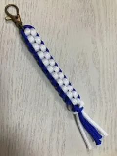 ゴルフ　ティーホルダー　ハンドメイド　ブルー✖️ホワイト　バックチャーム