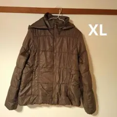 【gu】フード付き ダウンジャケット XL ブラウン