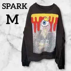 SPARK 【M】黒 アイス グラフィック スウェット トレーナー 裏起毛