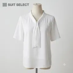 SUIT SELECT スカーフタイブラウス半袖 ホワイト オフィス レディースのサムネイル