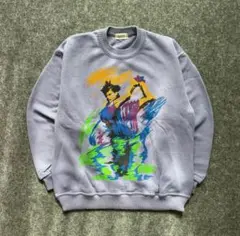 90s vintage メンズ　プリント　スウェット　短丈　パープル　個性的